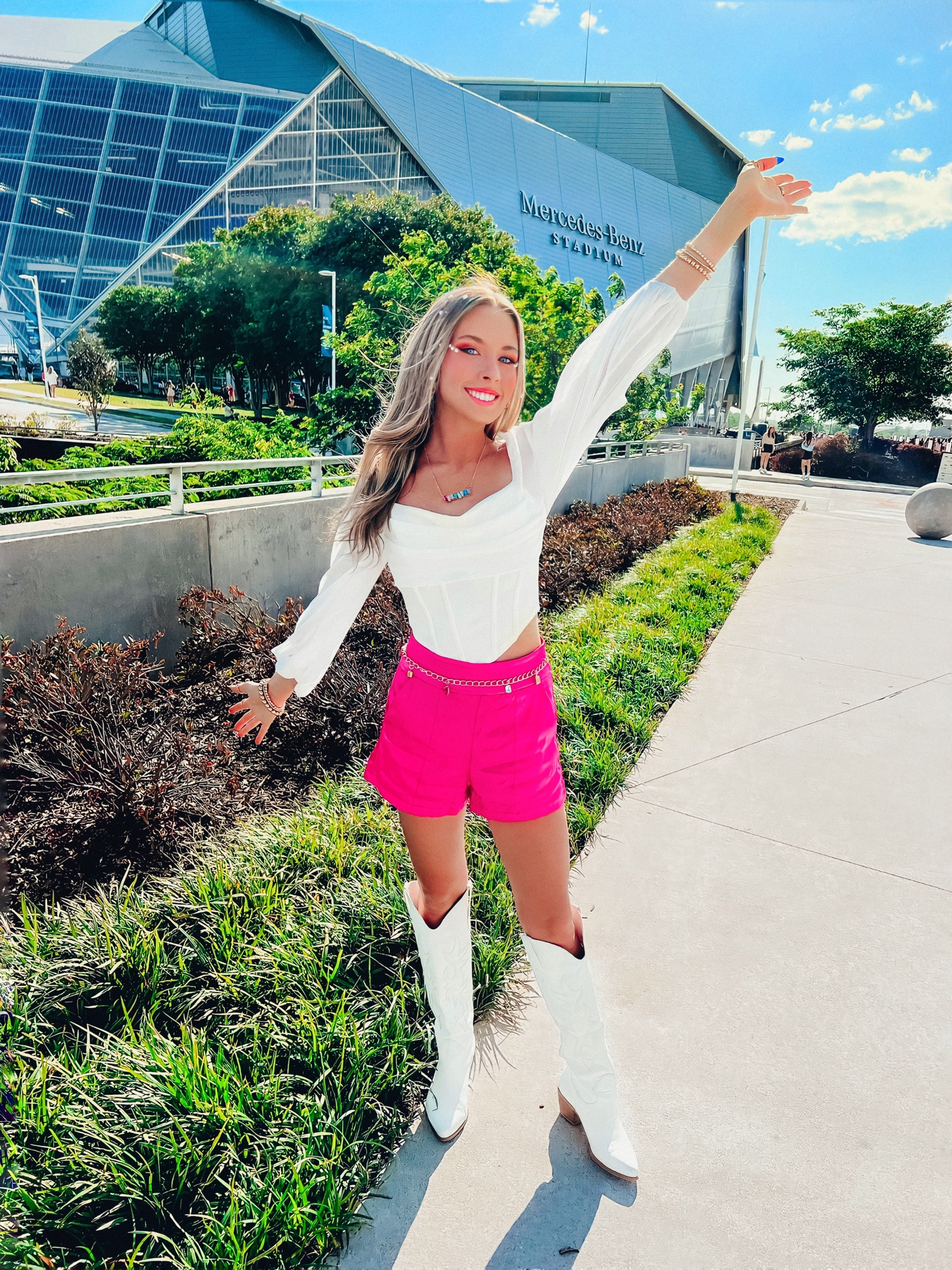 Taylor Swift Eras Tour Lover outfit 
Pink Shorts: XS
White Lantern Sleeve Shirt: XS

#LTKFind #LTKstyletip #LTKunder50