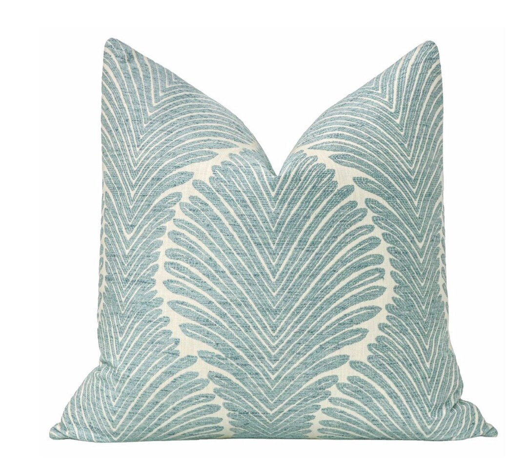 Musgrove Chenille // Spa Blue Pillow COVER ONLY | spa blue  + white pillow | woven fabric pillow ... | Etsy (US)