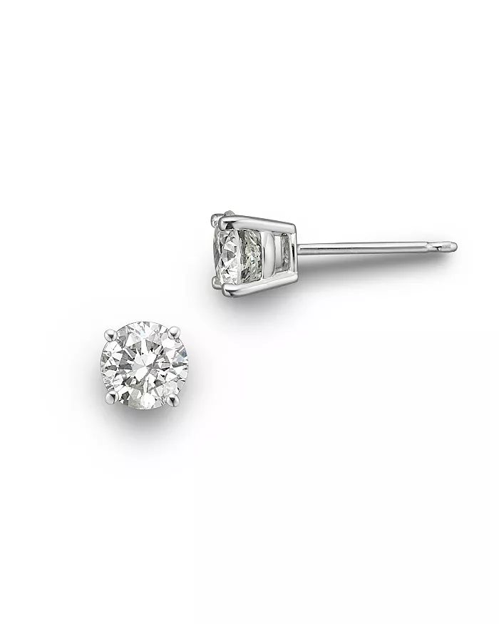 Bloomingdale's Colorless Certified Round Diamond Stud Earring in 18K White Gold, 0.30-2.0 ct. t.w... | Bloomingdale's (US)