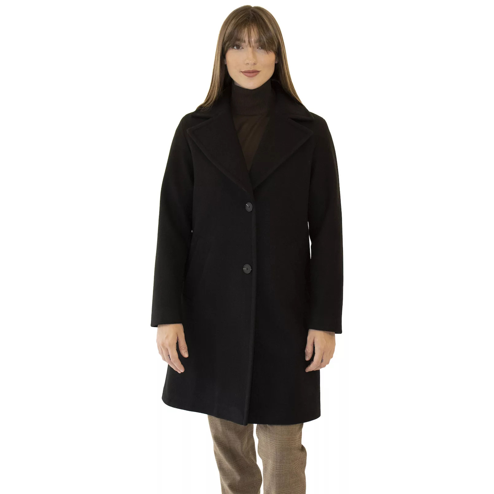 Women's Nine West Single Breasted Plaid Walker Coat | Kohl's