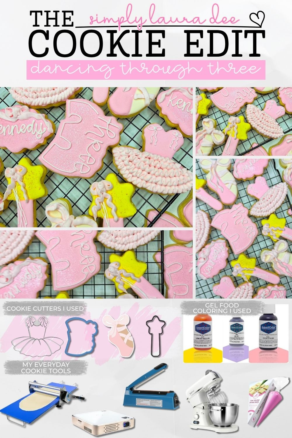Sweet ballerina birthday cookie inspiration 🩰✨ This “Dancing Through Three” cookie set is full of pink tutus, ballet slippers, bows, sparkly details and whimsical little touches for the cutest 3rd birthday celebration. I’m sharing the cookie cutters, AmeriColor gel food coloring and everyday cookie decorating tools I use to create custom royal icing cookies like these. Perfect inspiration for a ballerina birthday party, ballet-themed third birthday, pink birthday party or little girl birthday celebration.

#BallerinaBirthday #BalletBirthday #ThirdBirthday #BirthdayCookies #RoyalIcingCookies #CookieDecorating #CookieDecoratingSupplies #CustomCookies #BallerinaCookies #BalletCookies #PinkBirthdayParty #GirlBirthdayIdeas #CookieCutters #AmeriColor #BirthdayPartyIdeas 

 #LTKdayinmylife #LTKfoodie #LTKKids
