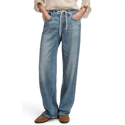 rag & bone Miramar Pull-On Wide Leg Cotton Terry Sweatpant Jeans in Washed Black at Nordstrom, Size X-Small | Nordstrom
