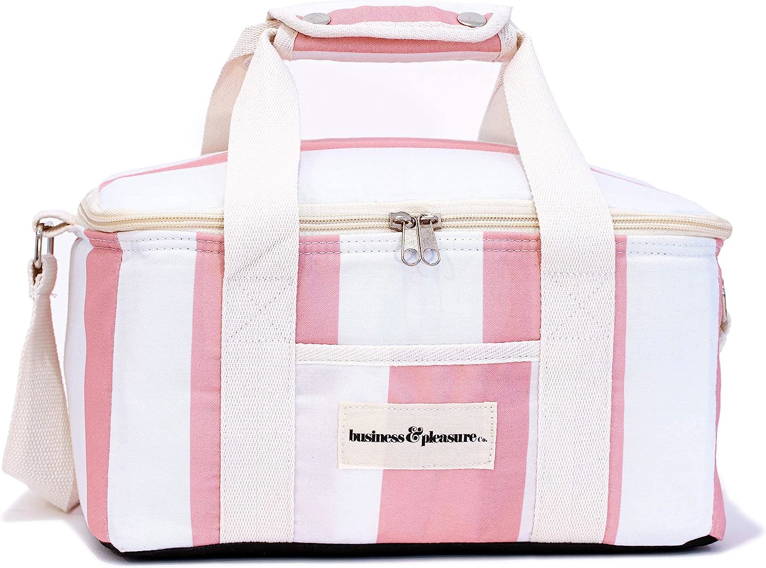 Business & Pleasure Cooler Bag - Cute Lunch Bag in Pink Crew Stripe, Fits Lunch or 12 Drinks, Ins... | Amazon (US)