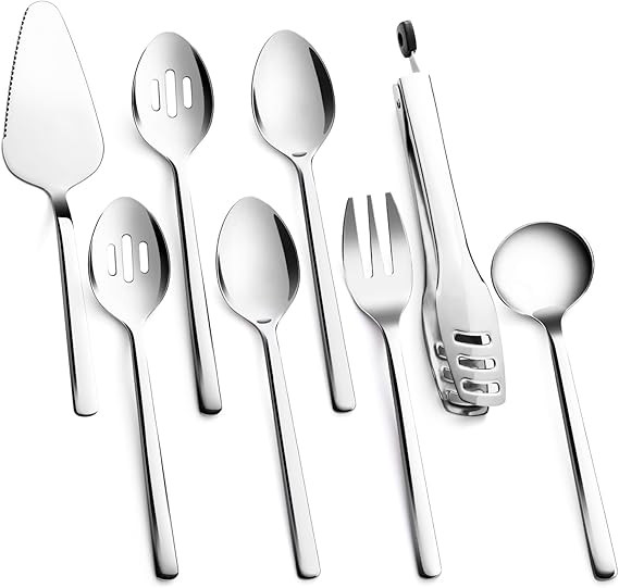 KINGSTONE Large Hostess Serving Utensils Set, 18/10 Stainless Steel Heavy Duty 10-inch Serving Ut... | Amazon (US)