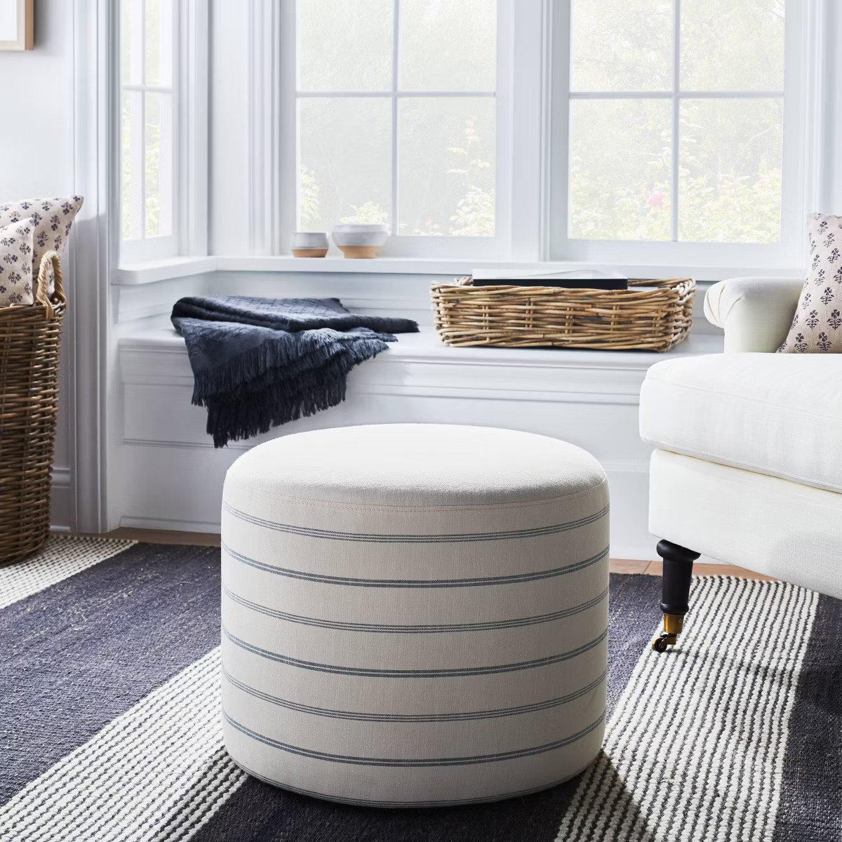 Lynwood Upholstered Round Cube Ottoman - Threshold™ designed with Studio McGee | Target