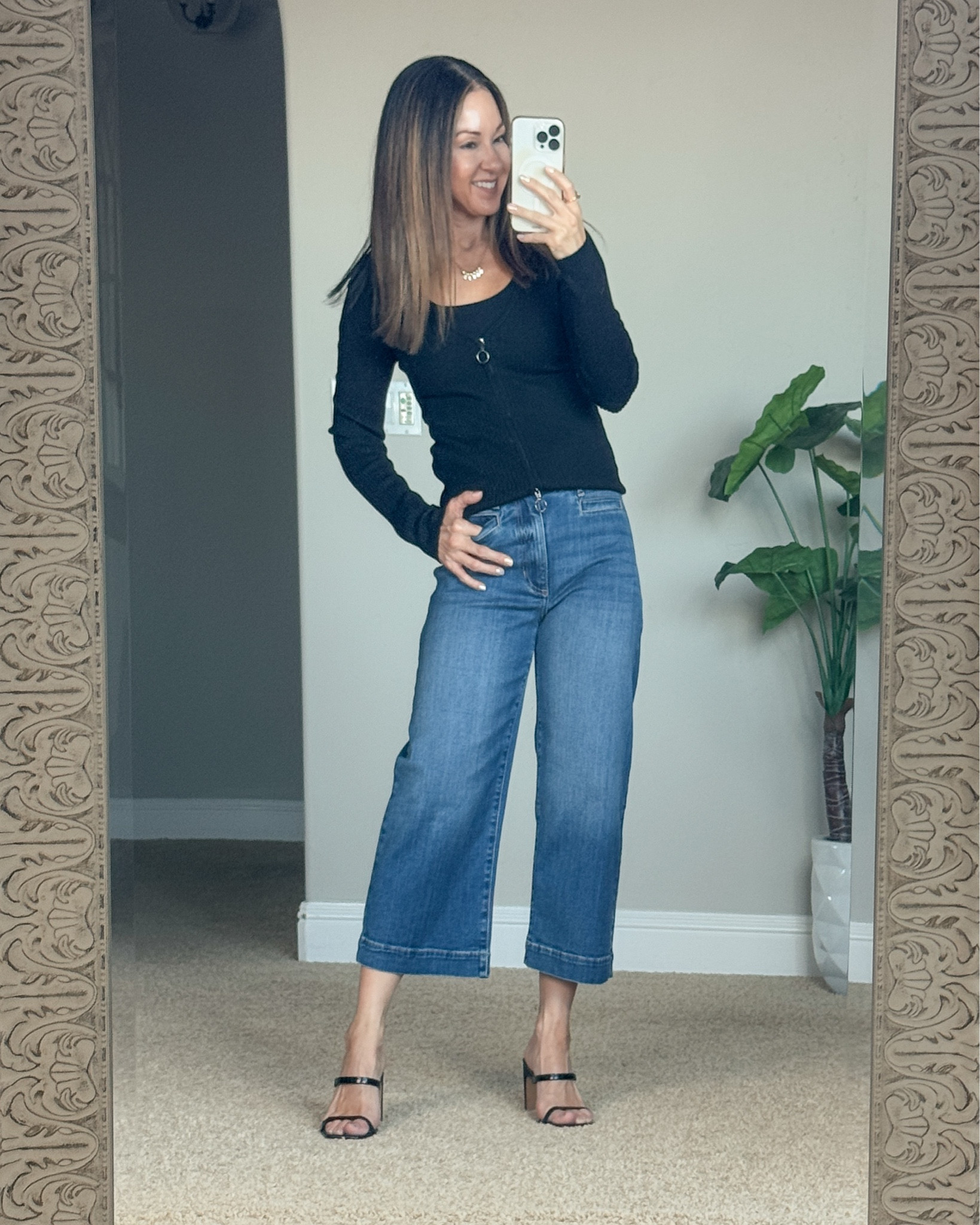Petite wide leg cropped jeans 💥Use code HOLLY20 for 20% off and free shipping over $75
@Venus just launched a petite collection!🎉
30+ new styles with more on the way! 
For reference: I’m 5’1”, 109lbs
Size 0 petite 
Zipper sweater xs
Petite jeans outfit, fall style, everyday Holly Venus petite collection, casual style
#ltkpetites 
