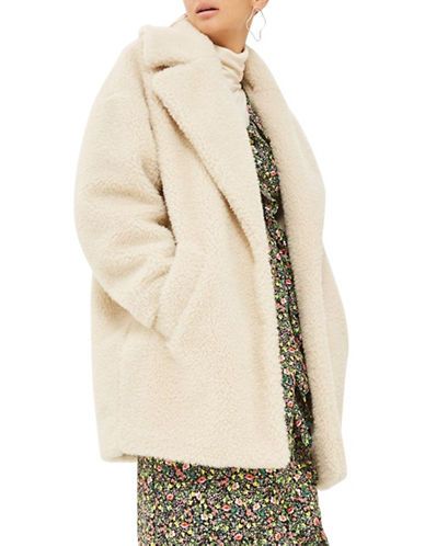 Topshop Borg Faux Fur Cocoon Coat-CREAM-UK 10/US 6 | The Bay (CA)