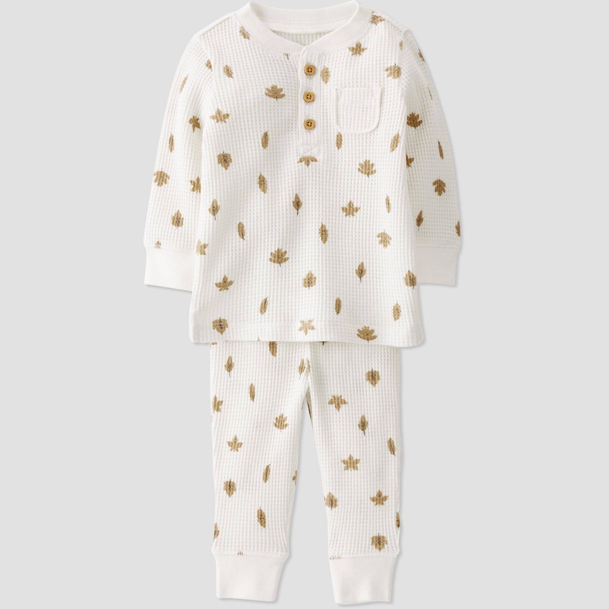 Little Planet by Carter’s Baby 2pc Leaf Print Top and Bottom Set - Off-White | Target