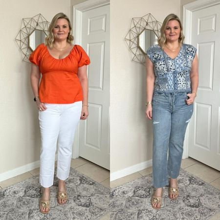 New Spring tops from Old Navy. Wearing a large in both. Wearing a 12 in jeans  

#LTKover40 #LTKstyletip #LTKmidsize