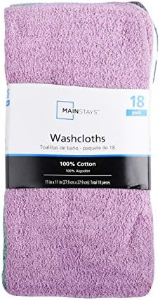 Mainstay MAIN STAYS 18 Pack Assorted Cotton Terry Thin Washcloths Rags (Yellow, White, Lime, Violet) | Amazon (US)