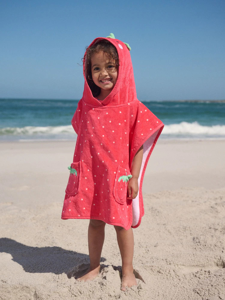 Red Strawberry Towelling Poncho (9mths-10yrs) | Next US