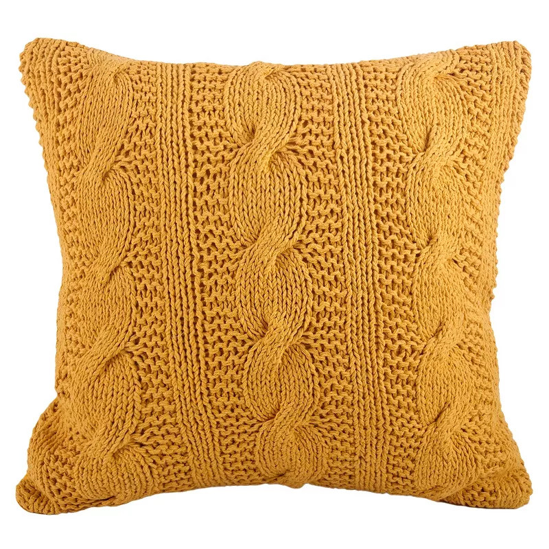 20"x20" Oversize Cable Knit Design Square Throw Pillow - Saro Lifestyle | Target