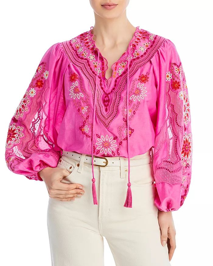 Blythe Floral Embroidered Peasant Blouse | Bloomingdale's (US)