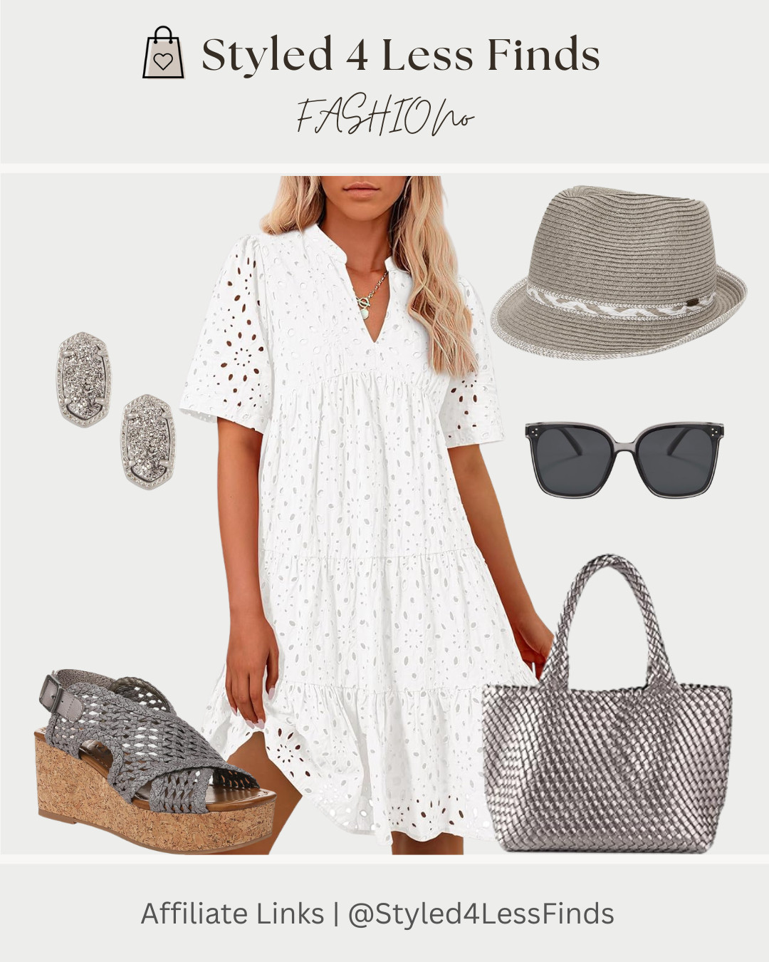 Easy, breezy and ready for spring 🤍 This eyelet dress is one of those pieces that instantly makes you look put together with almost no effort. The flowy fit, pretty details and breathable fabric make it perfect for warmer days, whether you're heading out for brunch, running errands or packing for vacation.

I paired it with neutral accessories to keep the look soft and effortless — a woven bag, comfy wedges, classic sunnies and a light hat for that relaxed spring vibe.

✨ Style Tip:
A white eyelet dress is a spring and summer staple. Keep it casual with wedges or flat sandals during the day, then swap for espadrilles or heeled sandals and add a statement earring for dinner. 

 #LTKcanada #LTKdresses #LTKover50style