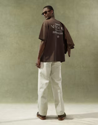 ASOS DESIGN oversized t-shirt in brown with city back print | ASOS (Global)