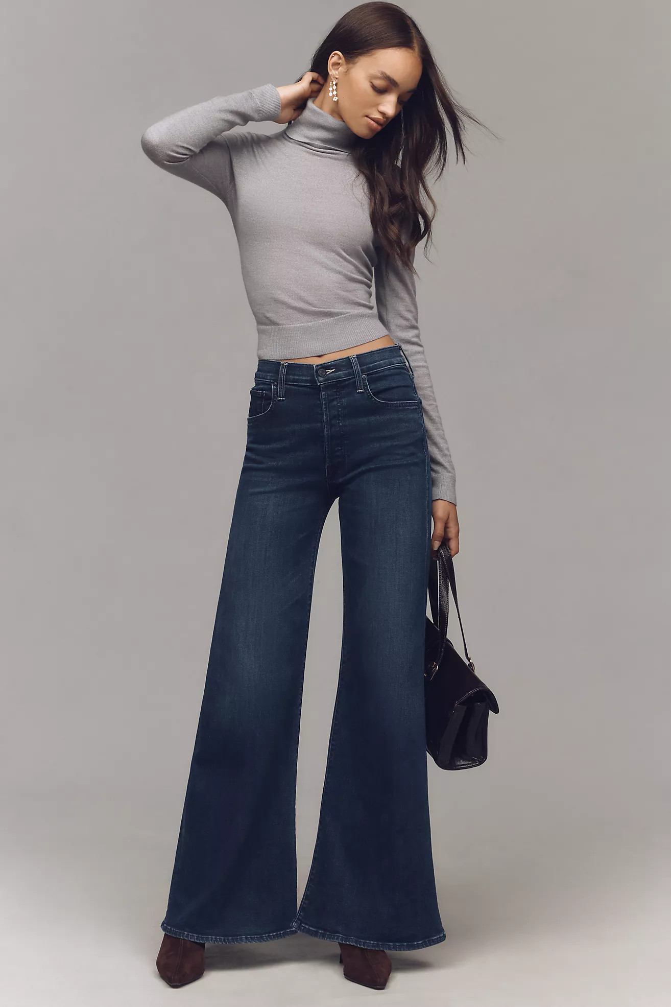 MOTHER The Tomcat Roller Sneak High-Rise Wide-Leg Jeans | Anthropologie (US)