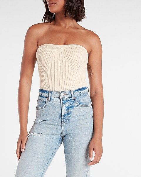 Strapless Ribbed Tube Top Sweater | Express