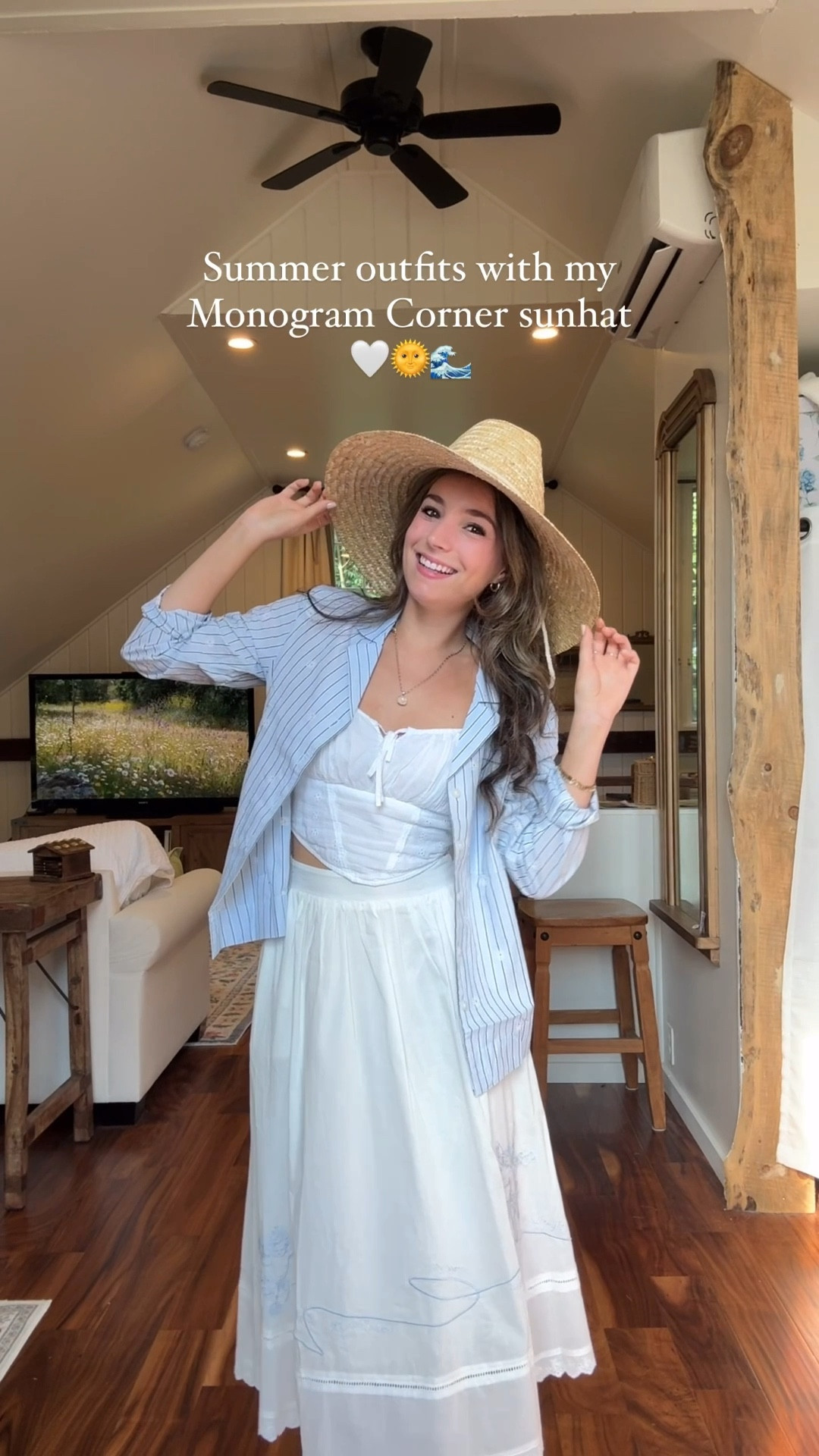 Summer (and layered for early fall!) outfits with a sunhat! 🤍🌊🌞 I am 5 foot 3! 🤍 Hat you can get on sale now at The Monogram Corner (on IG!) 

#LTKFindsUnder100 #LTKSeasonal #LTKStyleTip