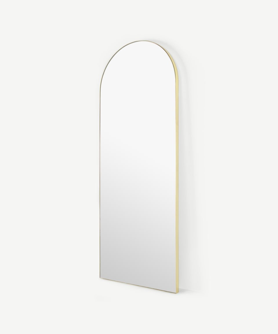 Arles Arch Leaning Floor Mirror, Large 65 x 170 cm, Brushed Brass | Made.com UK