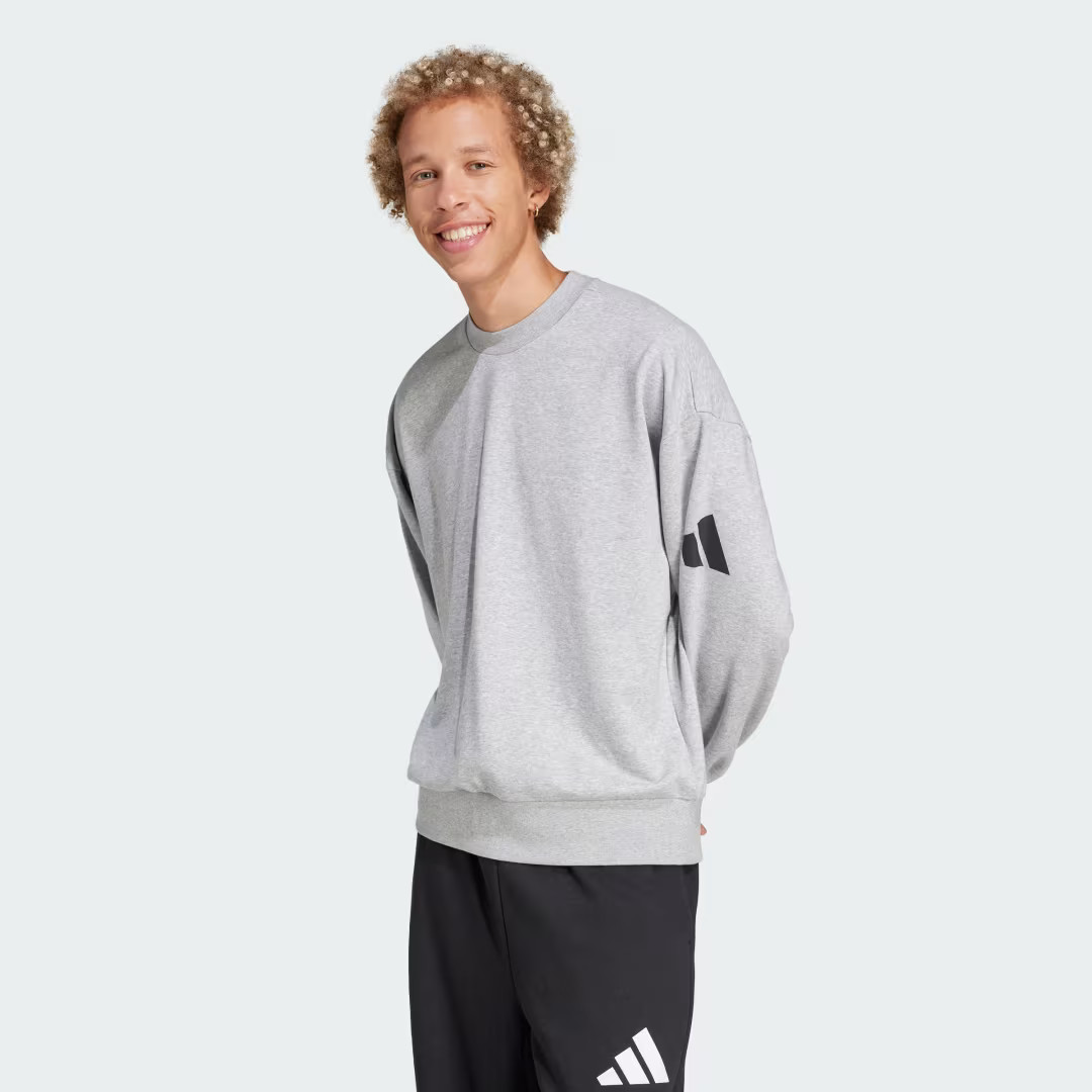 adidas Essentials Loose Fit 3 Bar Logo Sweatshirt Medium Grey Heather L Mens | adidas (US)