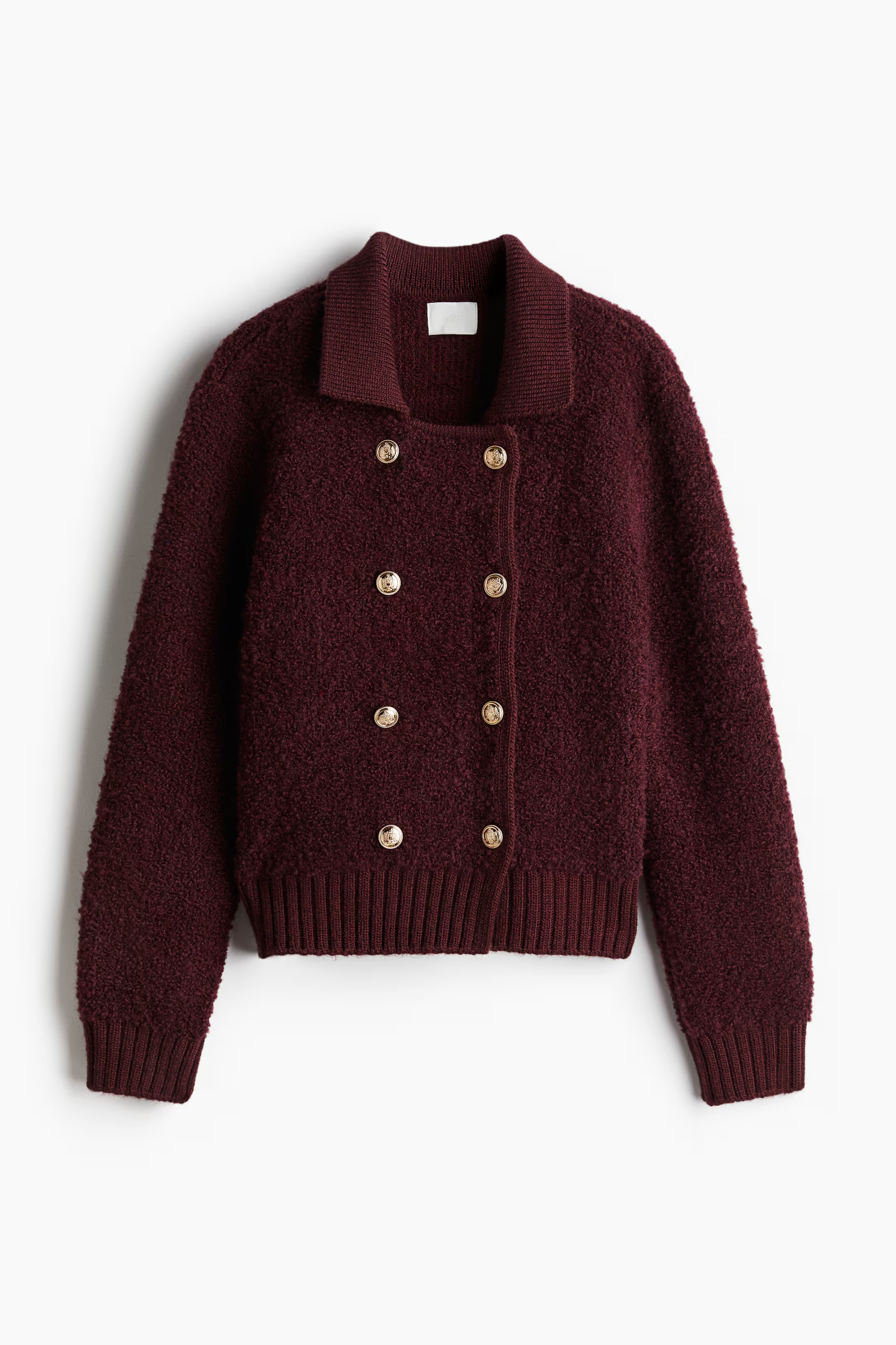 Doppelreihiger Bouclé-Cardigan - Weinrot - Ladies | H&M AT | H&M (DE, AT, CH, NL, FI)