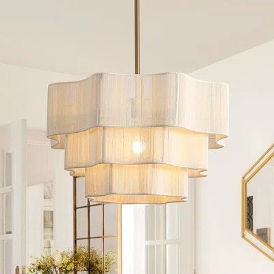 1 - Light Boho Handwoven Drum Wavy Edge Tiered Chandelier | Wayfair North America