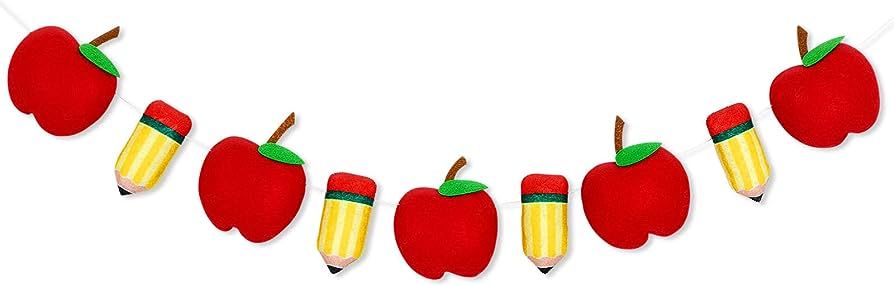 Whaline Back to School Felt Banner 3D Apple Pencil Garland Cute Hanging Banner Welcome Back to Sc... | Amazon (US)