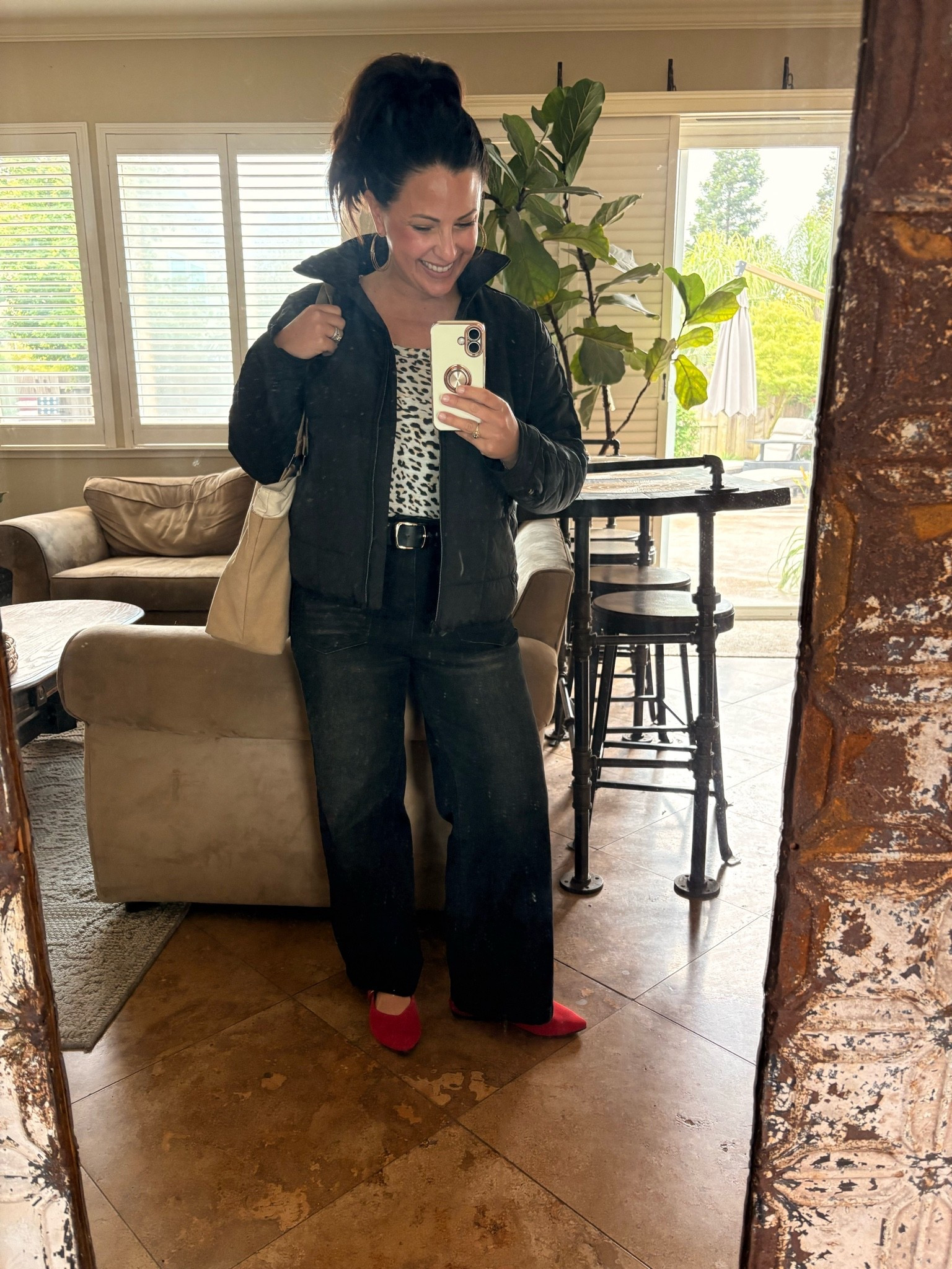 Easy outfit, but make it feel put together ❤️

Black on black with a little pop (these red flats 👀) is my go-to when I want to look styled without overthinking it.

✔️ comfy wide-leg pants
✔️ lightweight jacket
✔️ statement shoe = done

Petite-friendly tip: a higher waist + wide leg = longer legs instantly 🙌

Perfect for school days, errands, or grabbing coffee without changing 3 times.

#petitefashion #over40style #momstyle #everydayoutfits #casualchic #realoutfitideas #teacherstyle #affordablefashion

#LTKOver40 #LTKPetite #LTKmomlife