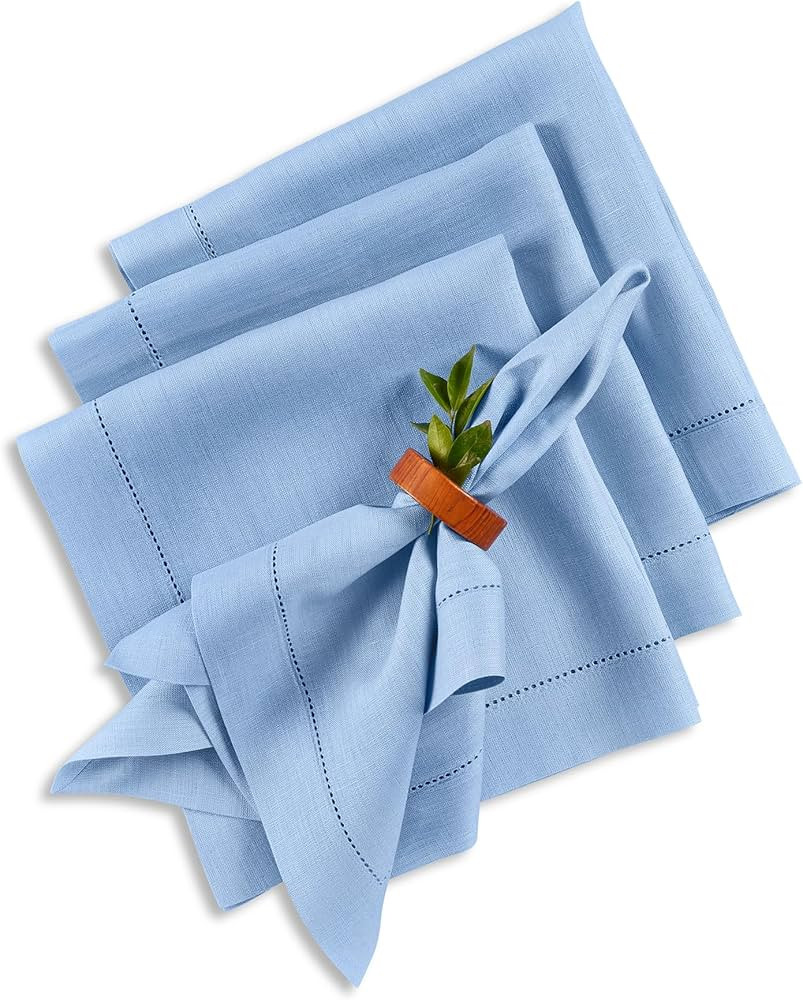 Solino Home Linen Cloth Napkins Set of 4-100% Pure Linen Cornflower Blue Dinner Napkins 20 x 20 I... | Amazon (US)