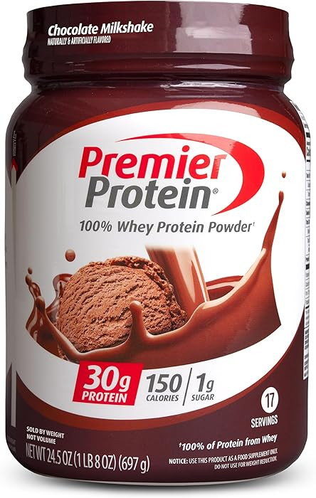 Premier Protein Powder, Chocolate Milkshake, 30g Protein, 1g Sugar, 100% Whey Protein, Keto Frien... | Amazon (US)