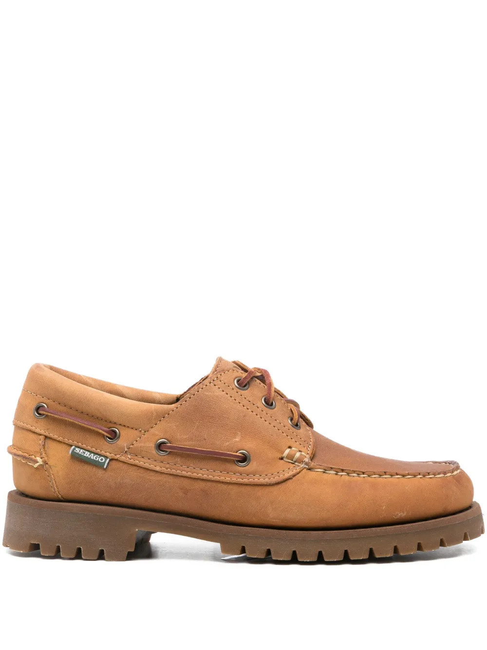 Sebago Leather lace-up Boat Shoes | Brown | FARFETCH BR | Farfetch (BR)