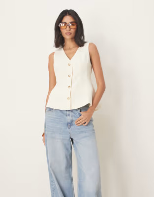 ASOS DESIGN peplum waistcoat in buttermilk | ASOS (Global)