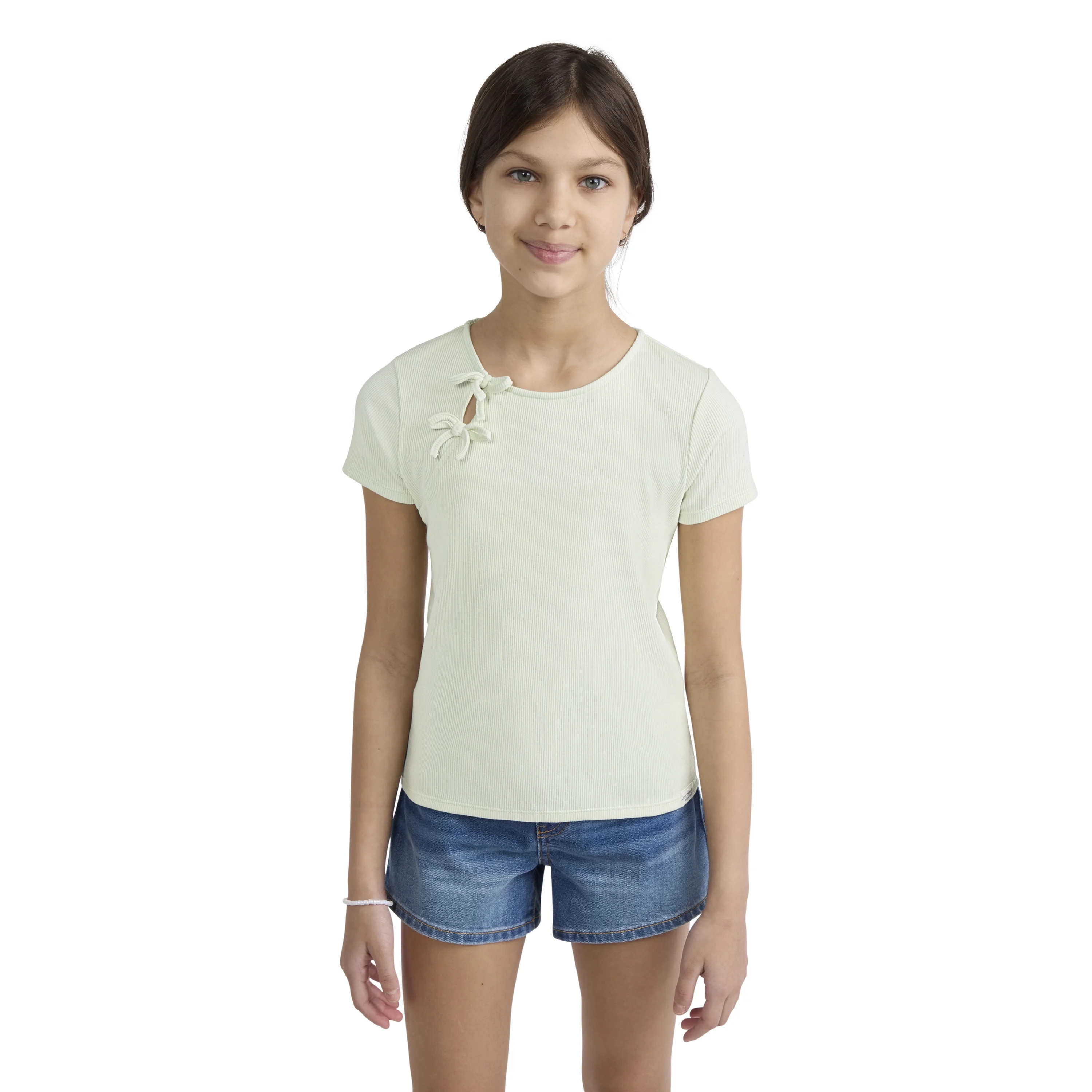 Levi Strauss Signature Girls Short Sleeve Bow Top, Sizes 4-16 | Walmart (US)