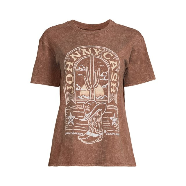 Johnny Cash Women's Graphic Tee with Short Sleeves, Sizes XS-3XL | Walmart (US)