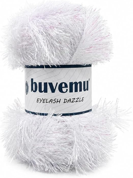 Eyelash Dazzle Yarn, Metallic Fun Fur, Optical White - Iridescent | Amazon (US)