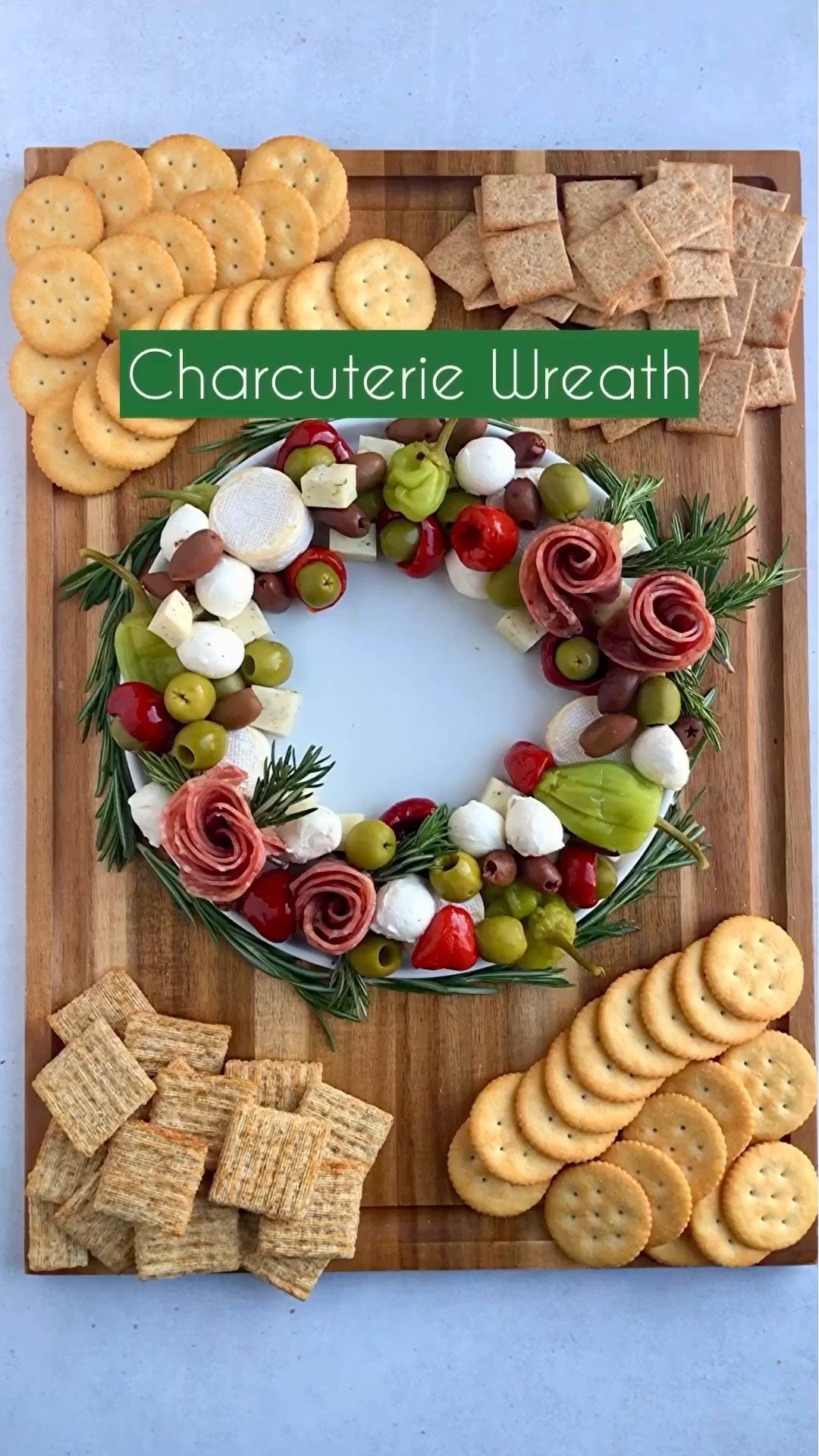 Christmas App Idea 

Ingredients
* Brie bites  
* Dill havarti cubed
* Salami rosettes (check out my tutorial here!)
* Kalamata olives pitted
* Castelvetrano olives pitted
* Pepperoncini
* Peppadew peppers
* Mozzarella balls
* Rosemary sprigs for garnish
* Crackers for serving

Instructions 
* Using round edges of a dinner platter or round board as a guide, space the brie bites and cubed cheese out in a circle. 
* Evenly distribute the salami rosettes, olives, pepperoncini, and peppadews between the cheeses. Space out the mozzarella balls on top of the wreath. 
* Garnish with rosemary sprigs to help define the wreath shape. 
* Serve with crackers and enjoy! 


#LTKHoliday #LTKSeasonal #LTKHome