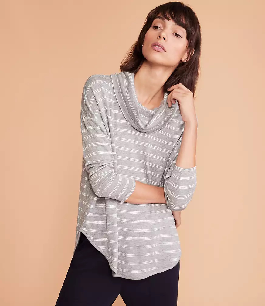 Lou & Grey Striped Signature Softblend Lite Cowl Top | LOFT | LOFT
