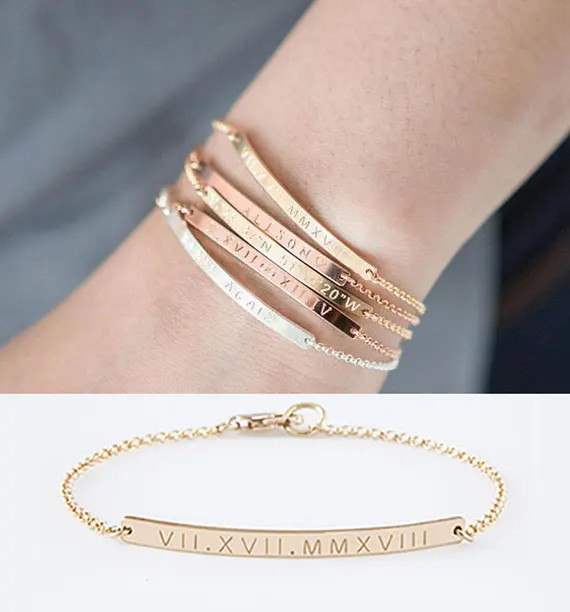Skinny Bar Braceletgold Bar Braceletcoordinates | Etsy | Etsy (US)