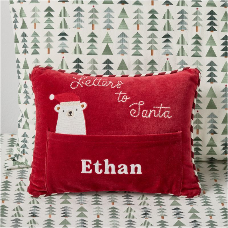 Letters to Santa with Envelope Velvet Kids Christmas Throw Pillow + Reviews | Crate & Kids | Crate & Barrel