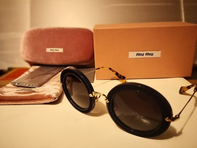 NEW Miu Miu MU08RS VIG5D1 Sunglasses Blue Gold / Grey Gradient 49-28-140mm | eBay US