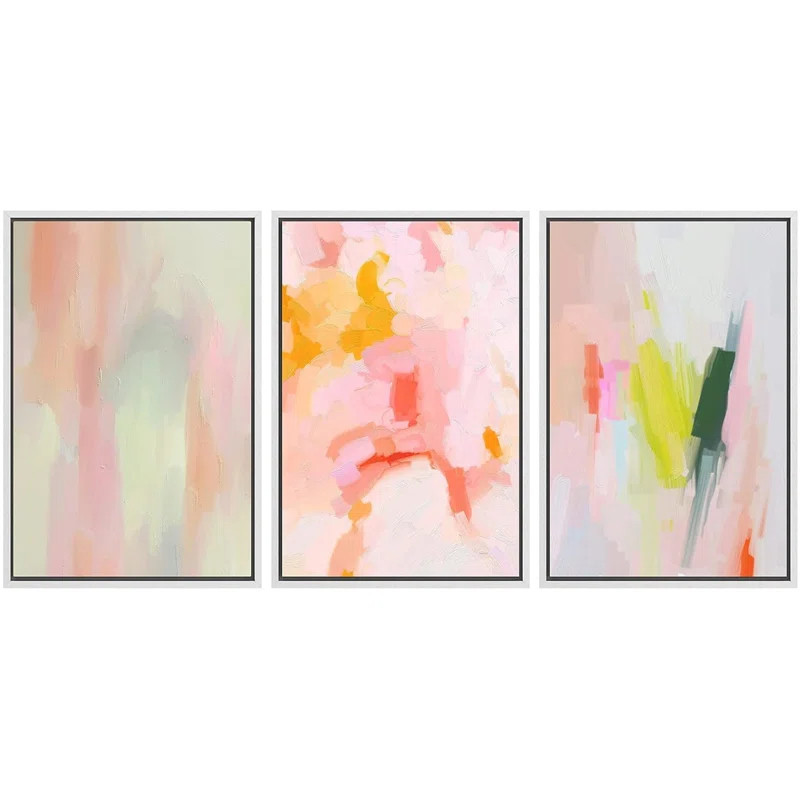 Abstract Colorful Strokes " Vibrant Pastel Watercolor Paint Stroke Shapes Abstract Illustrations ... | Wayfair North America