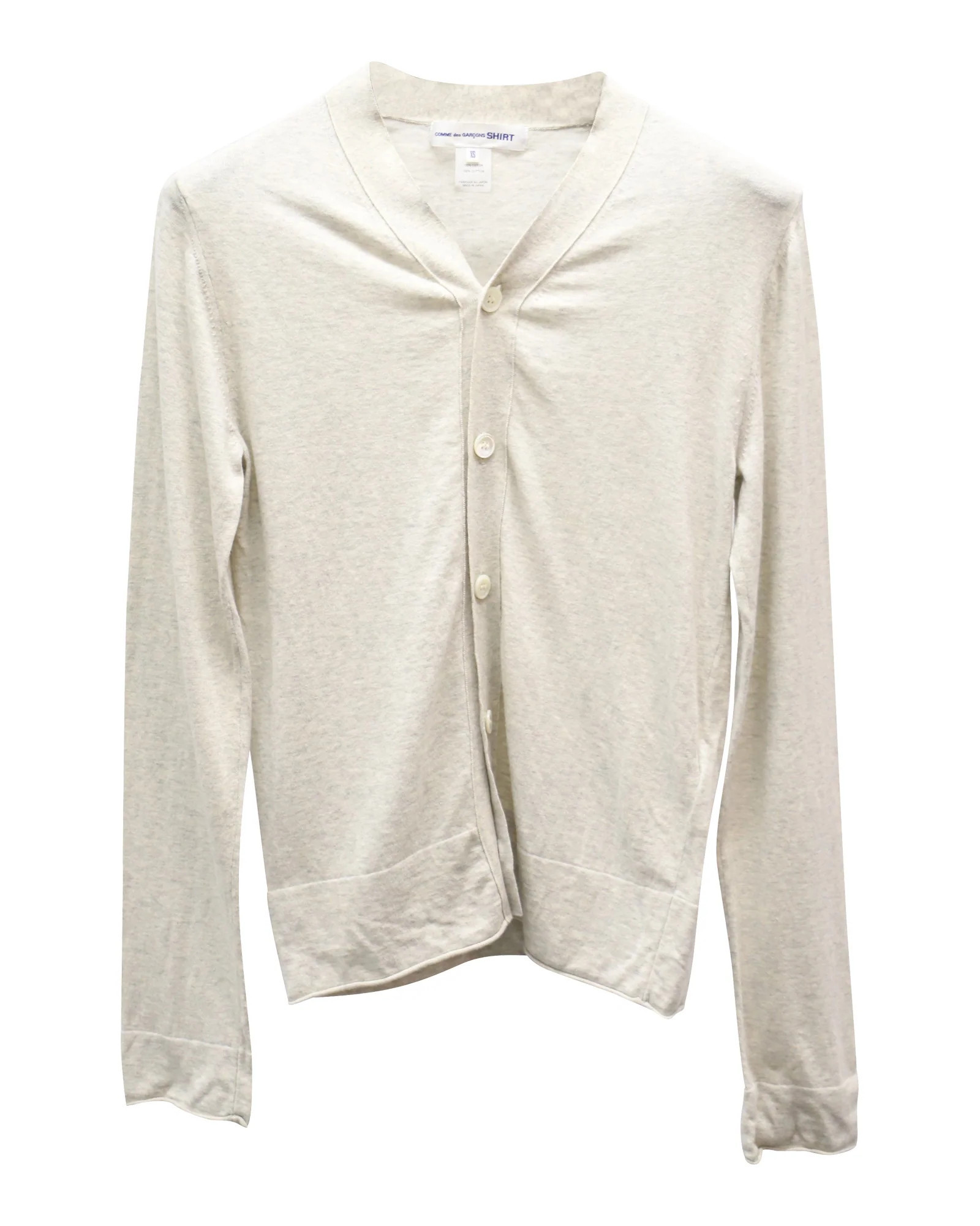 Comme des Garçons Button Front Cardigan in Grey Cotton | Shop Simon