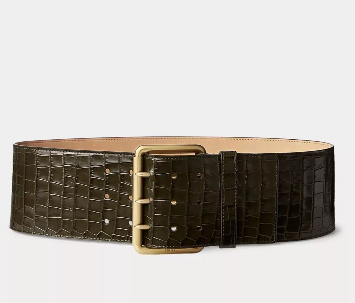 Ralph Lauren - Polo - Croc-Embossed Triple-Prong Calfskin Belt - Olive XXS - NWT  | eBay | eBay US