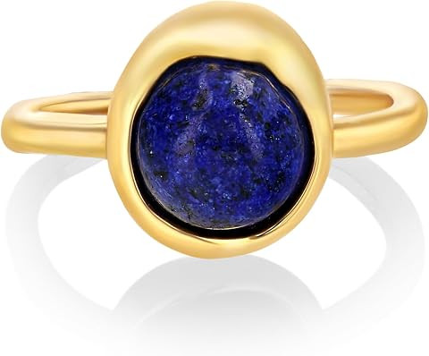 SNGIA 18K Gold Plated Adjustable Open Ring for Women Natural Stone CZ Statement Ring Tiger Eye Em... | Amazon (US)