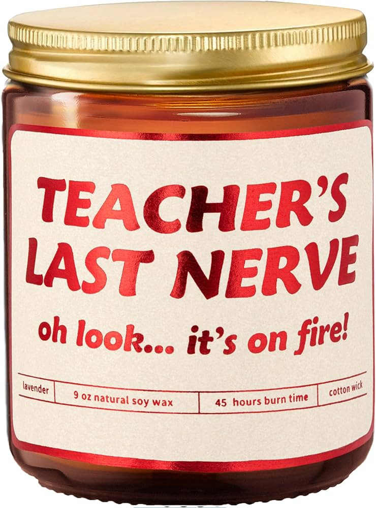 Teacher Gifts for Women - Teacher's Last Nerve Lavender Vanilla Scented Candle for Teachers ; Fun... | Amazon (US)