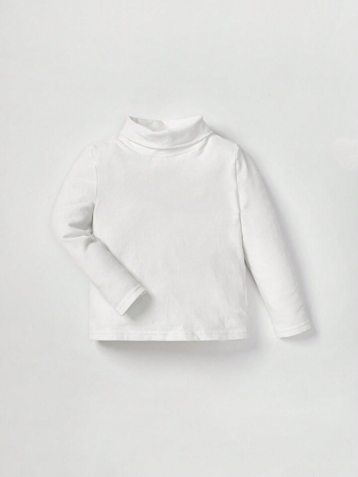 Cozy Cub Baby Girls' Knitted Soft Casual Basic Solid Color Half Turtleneck Pullover Long Sleeve T... | SHEIN