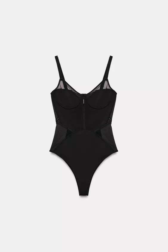 BODY IN SATINOPTIK MIT SPITZE ZW COLLECTION | Zara US