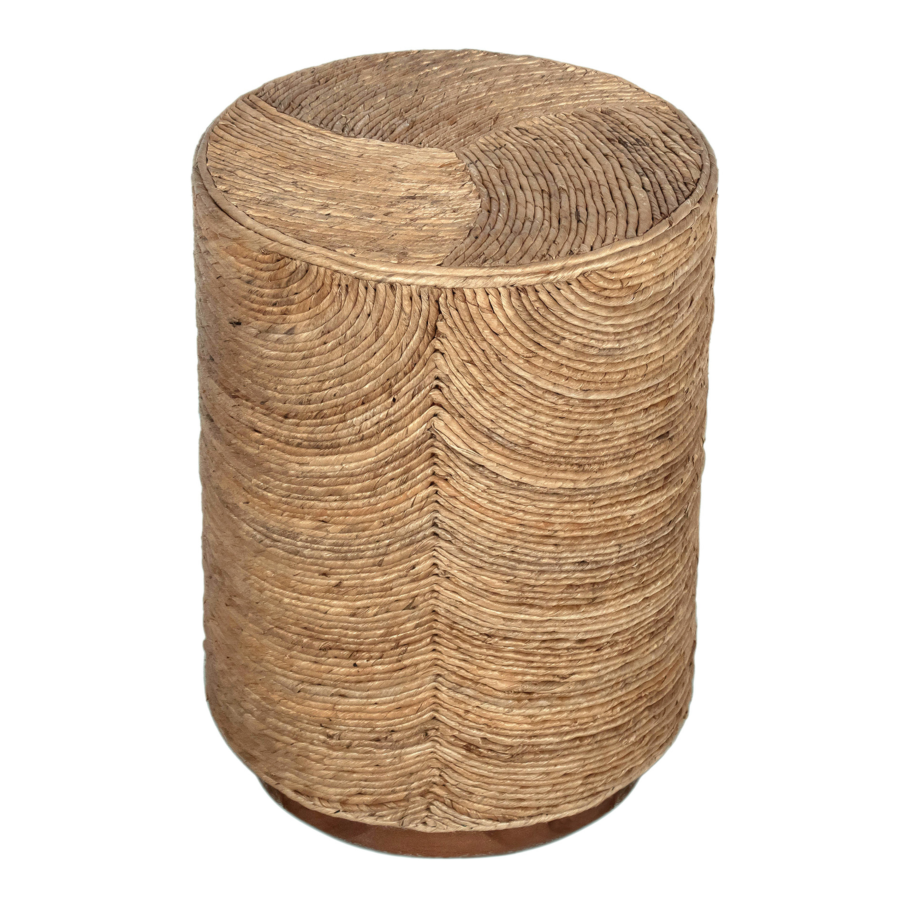Erol Round Blonde Abaca and Wood Plinth Side Table | World Market