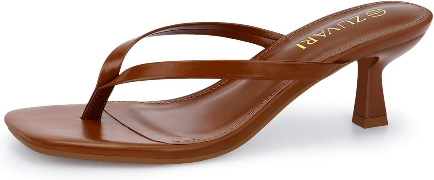 Kitten Heels for Women, Square Toe Flip Flop Kitten Heel Sandals | Amazon (US)