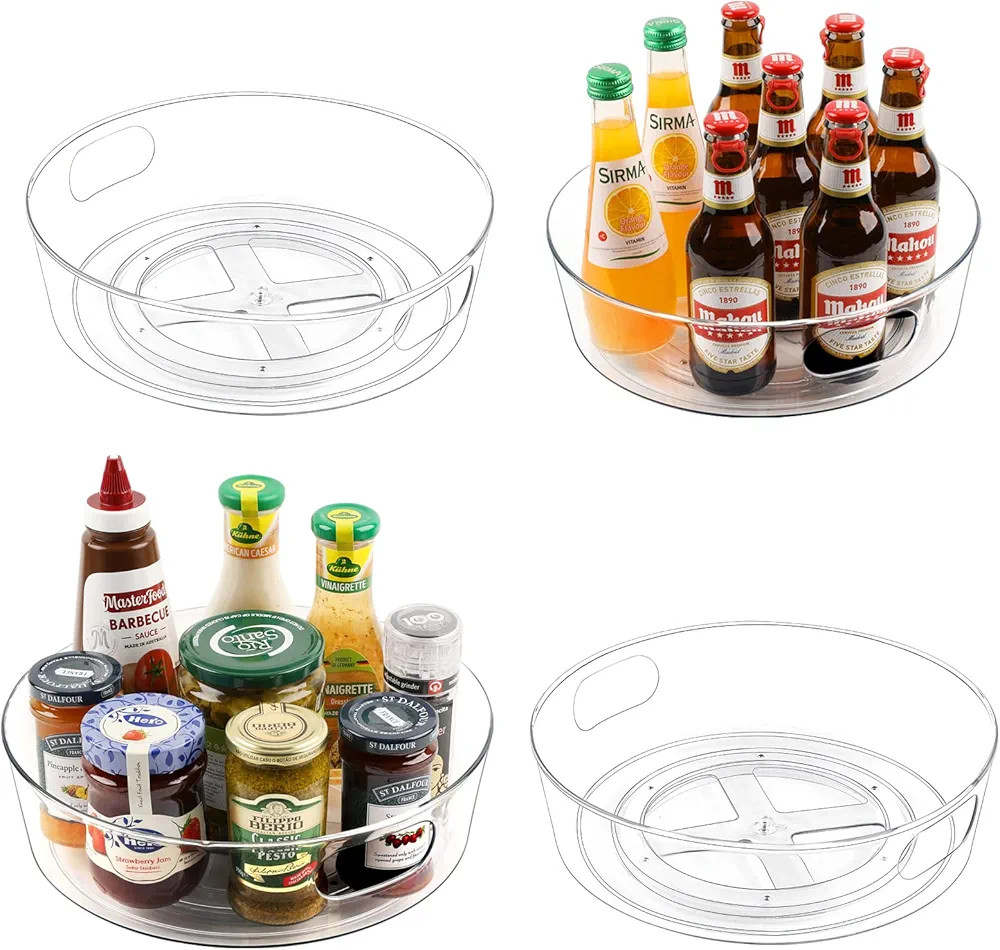 Amazon.com - 4 Pack Lazy Susan Organizer for Cabinet, Upgraded 11.5" Clear Lazy Susan Turntable with | Amazon (US)